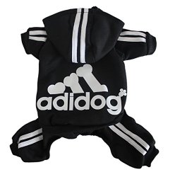 Scheppend Adidog Pet Clothes for Dog Cat Puppy Hoodies Coat Winter Sweatshirt Warm Sweater,Black Medium