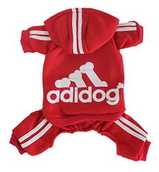 Scheppend Adidog Pet Clothes for Dog Cat Puppy Hoodies Coat Winter Sweatshirt Warm Sweater,Red Small