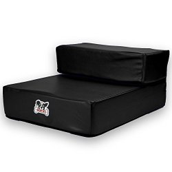 Smooth Steps Folding Leather Pet Stairs by Weebo Pets (Black)
