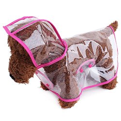 Topsung Waterproof Puppy Raincoat Pink Transparent Pet Rainwear Clothes for Small Dogs/Cats, Size S