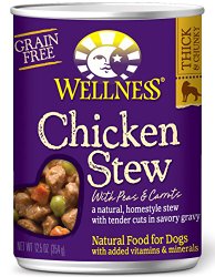 Wellness Thick & Chunky Grain Free Chicken Stew Natural Wet Canned Dog Food, 12.5-Ounce Can (Pack of 12)