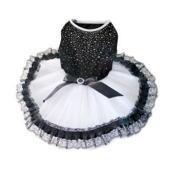 WXBUY Glitter Bow Lace Dog Tutu Dress Bubble Skirt Pet Clothes Puppy Costume M