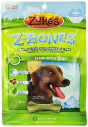 Zuke’s Z-Bones Edible Grain-Free Dental Chews, Clean Apple Crisp, Mini 8.25-Ounce, 18 Count