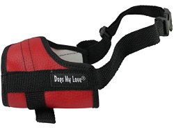 Adjustable Dog Muzzle 6 Sizes Red (M: 8″-10.5″ Snout Circumf.)