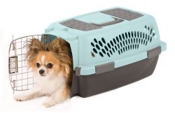 Aspen Pet Pet Porter Plastic Kennel, Up to 10 Pounds, Blue Air/Coffee Grounds Brown