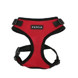 Authentic Puppia RiteFit Harness with Adjustable Neck, Red, Medium