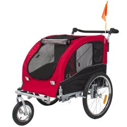 Best Choice Products® 2 in 1 Pet Dog Bike Trailer Bicycle Trailer Stroller Jogger w/ Suspension Red