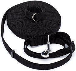 Best Training Lead 25 Ft to 55 Ft Long Leash For Dogs and Pups TOP RATED! Here Spanky! (Black)