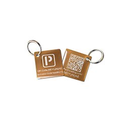 Brown Square Aluminum QR Code Pet ID Tag w/ Smartphone/Web GPS Tracking Enabled (w/epoxy coating)