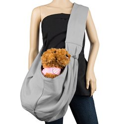 Cue Cue Pet’s 100% Plush Cotton Reversible Pet Sling Carrier [Ash Grey] Suitable for Small to Medium Sized Dogs, Cats, Rabbits, Pet’s