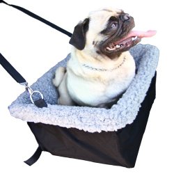 Devoted Doggy Metal Frame Construction Pet Booster Seat with Zipper Storage Pocket, Black/Grey