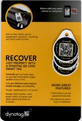 Dynotag® Web/GPS Enabled QR Code Smart Round Laminated Synthetic Tag. 3 unique tags. Property Tag, Pet Tag – Multiple Uses. Contains No GPS.