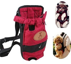 Front Pack Pet Dogs Carry Canvas Bag Backpack, Double Shoulders Straps, , fit weight from 7.7lbs to 12.1lbs(Large)