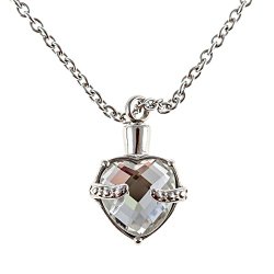 Heart Urn Necklace Pendant for cremation ashes 5 Colors (Clear White)