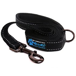 Heavy Duty Dog Leash Reflective Nylon 6 Foot – We Donate a Leash to a Dog Rescue for Every Leash Sold (Black)