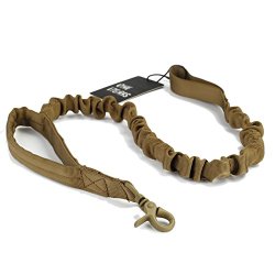 OneTigris Tactical Dog Training Bungee Leash with Control Handle Quick Release Nylon Leads Rope (Tan)