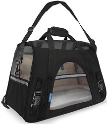 OxGord Airline Approved Pet Carriers w/ Fleece Bed For Dog & Cat – Medium, Soft Sided Kennel – 2016 Newly Designed Model, Onyx Black