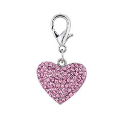 PETFAVORITES™ Couture Designer Fancy Bling Rhinestone Heart Pet Cat Dog Necklace Collar Charm Pendant Jewelry (Pink)
