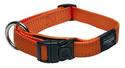 Rogz Utility Large 3/4-Inch Reflective Fanbelt Dog Collar, Orange