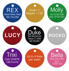Round Pet ID Tags | 8 Colors Available | Dog Cat Aluminum