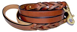 Soft Touch Collars Heavy Duty Leather Braided Dog Leash, Brown 6ft