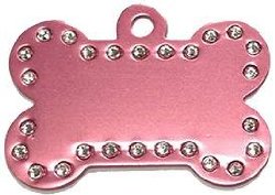 Swarovski Crystal Pet ID Tags – Bone Shape – 5 Colors (Pink)