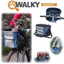 Walky Basket Pet Dog Bicycle Bike Basket & Carrier Easy Click Release Mounting- Up to 15lbs 15.5 ” wide x 10″ Depth