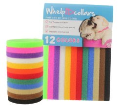 WhelpIDcollars – Puppy ID Bands – 12 Colors: Soft Fabric Velcro, Adjustable