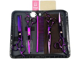 7inch Professional Purple PET DOG Grooming scissors suit Cutting&Curved&Thinning shears