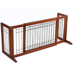 Best Choice Products Pet Fence Gate Free Standing Adjustable Dog Gate Indoor Solid Wood Construction