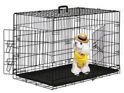 BestPet 42″ Wire Metal Folding Pet Dog Cage Crate Kennel W/2-doors w/ ABS Plastic Removable Tray