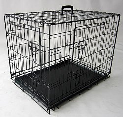 BIG SALE Merax 42-Inch Double-Door Folding Pet Dog Cage Crate Kennel With ABS Tray Black (Black, 42