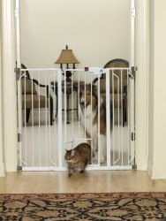Carlson 0941PW Extra-Tall Walk-Thru Gate with Pet Door, White