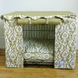 Damask Dog Crate Cover Size: Small (21″ H x 24″ W x 18 – 19″ D)
