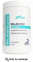 DermaPet MalAcetic Wet Wipes/Dry Bath, 100 Count