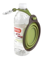 Dexas Popware for Pets Travel Cup/Bowl with Bottle Holder, Small, Green