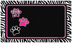 Drymate Pet Bowl Place Mat in Furtitude, 12 by 20-Inch, Zebra, Black