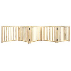 Four Paws Wood Folding 5 Panel Dog Gate 48, 110 x 17″ H