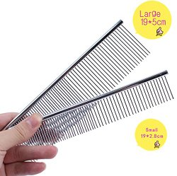 GetTen® Dog Comb, Itery Pet Grooming Tools-deshedding Brush Stainless Steel Dog Comb with High Quality Two of a set of a large and a small