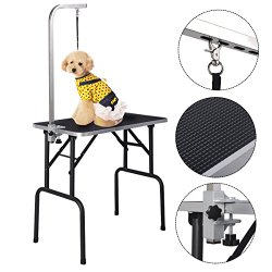 Giantex 30” Adjustable Pet Dog Cat Grooming Table Top Foam W/arm&noose Rubber Mat