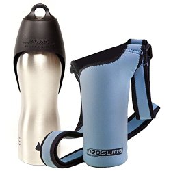 H2O4K9 Adjustable Insulating Bottle Holder, 25 oz, Sky Blue & Stainless