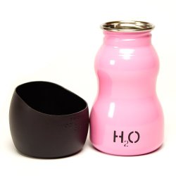 H2O4K9, Dog Water Bottle and Travel  Bowl, 9.5-Ounce, Baby Pink