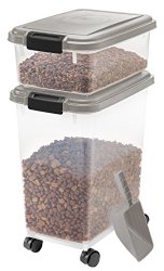IRIS Airtight Pet Food Container Combo Kit, Chrome/Black