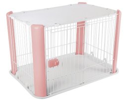 IRIS Dog Play Pen with Mesh Roof, Pink