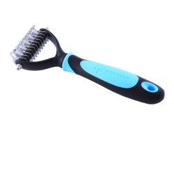 MIU COLOR® Professional Pet Grooming Undercoat Rake Comb, Dematting Tool, 11 Teeth Wide (Blue)
