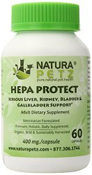 Natura Petz Hepa Protect Serious Liver, Kidney, Bladder and Gall Bladder Support Senior Dietary Supplement, 60 Capsules, 400mg Per Capsule