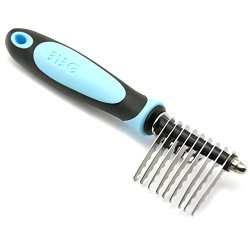 NEWSTYLE Blue Stainless Pet Hair Grooming Shedding Brush Rake Dog Cat Fur Knot Cutter Remove Comb, Metal Breaker 9 Blades