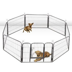 Oxgord Heavy Duty Metal Pet Dog Folding Exercise Playpen yard Wire Fence 8 Panel, 40 Inches