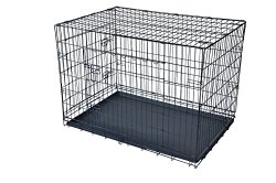 PayLessHere 48″ XXXL Dog Crate Double-doors Folding Metal Dog Cage w/ Free Tray