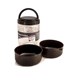 Pet Travel Bowl Portable Airtight Storage Container with Handle for Dog / Puppy (Black)